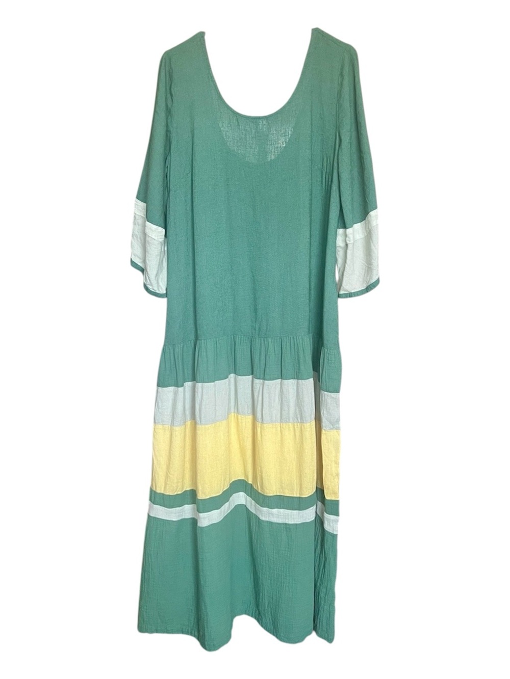 Free People free-est Manda Midi Colorblock Boho Artsy Hipster Dress Multi SZ M - Picture 3 of 11
